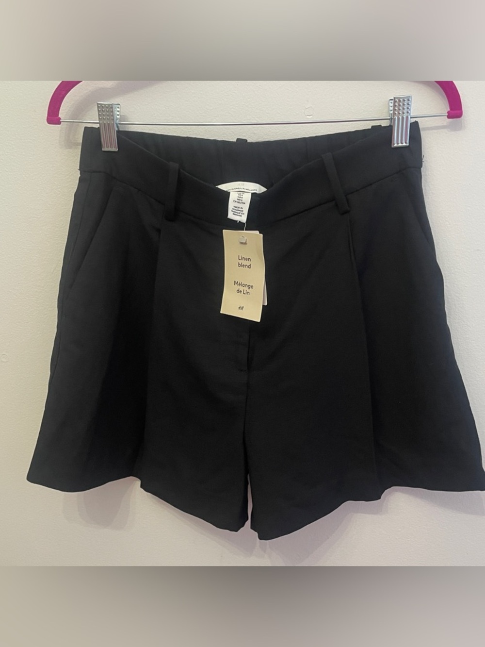 H&M Black Linen-Blend 6 Tailored Women’s Shorts New